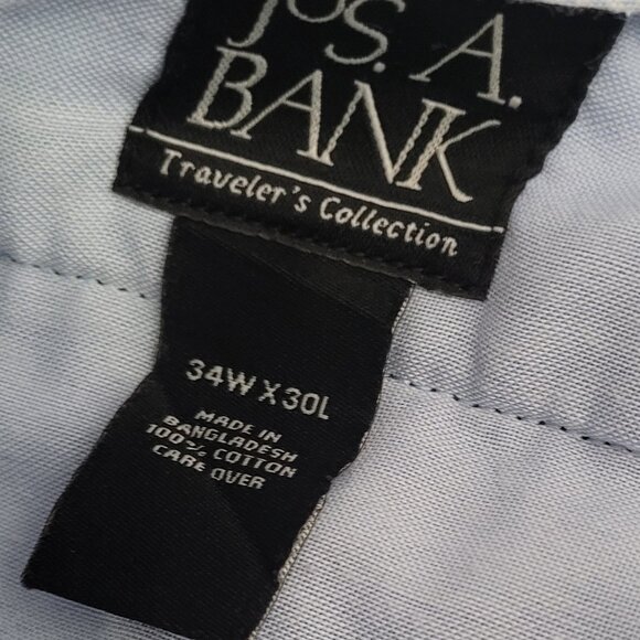 Jos A Banks Navy Blue 100% Cotton Twill Pleated Waist Cuffed Pants 34 x 30 - Picture 2 of 4